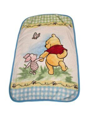 Winnie The Pooh Piglet Holding Hands Vintage Fleece Baby Blanket 29" X 44"